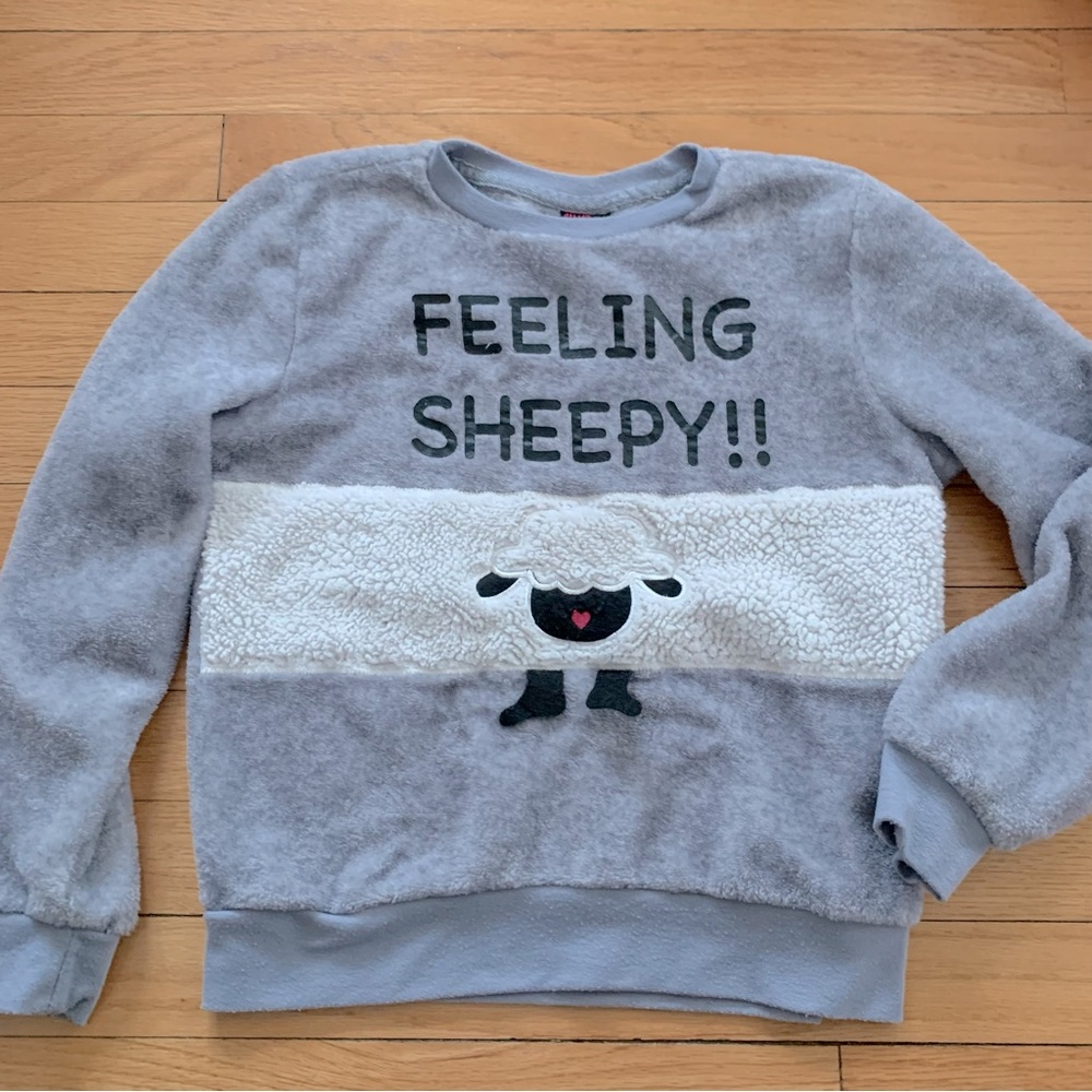 Delia’s Girl size 10 (I think it runs small) “Feeling Sheepy” fuzzy top